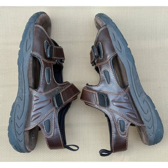 MENS FISHERMAN OPEN TOE HOOK&LOOP CASUAL-OUTDOOR SANDALS BROWN 10 COMFORT - Picture 4 of 11